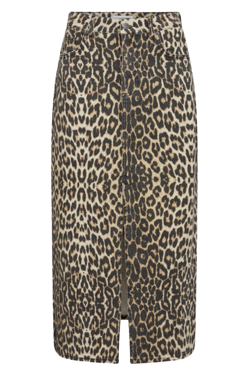 co´couture Leo denim slit skirt bruin/beige-1 1