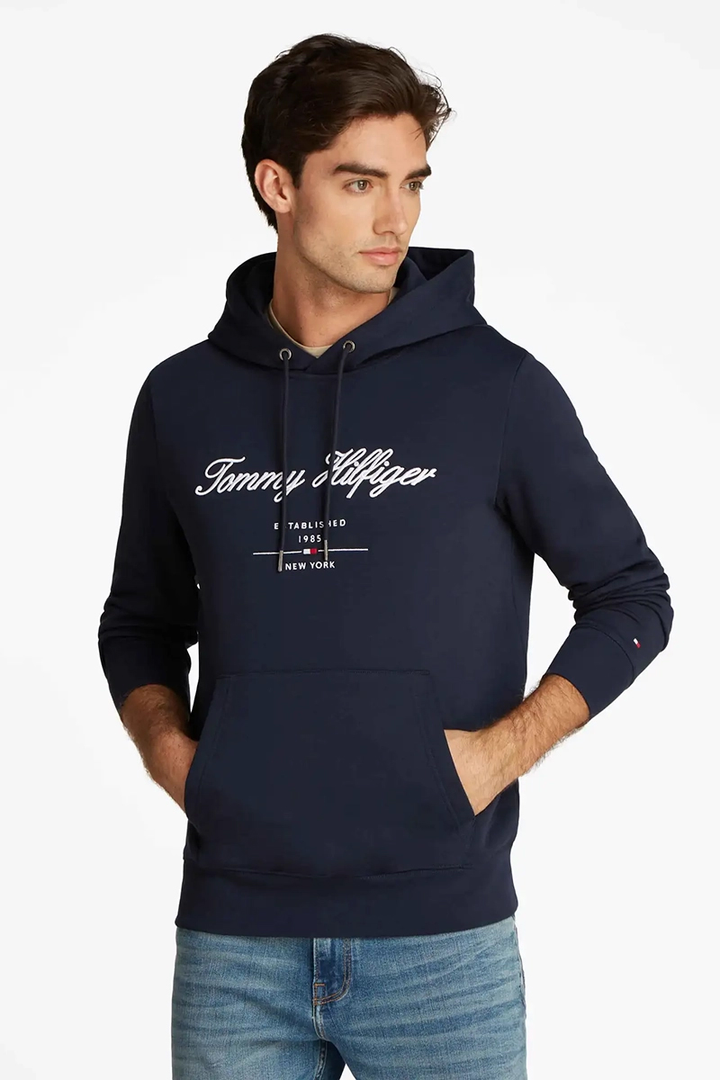 Tommy Hilfiger SCRIPT LOGO HOODY Blauw-2 2