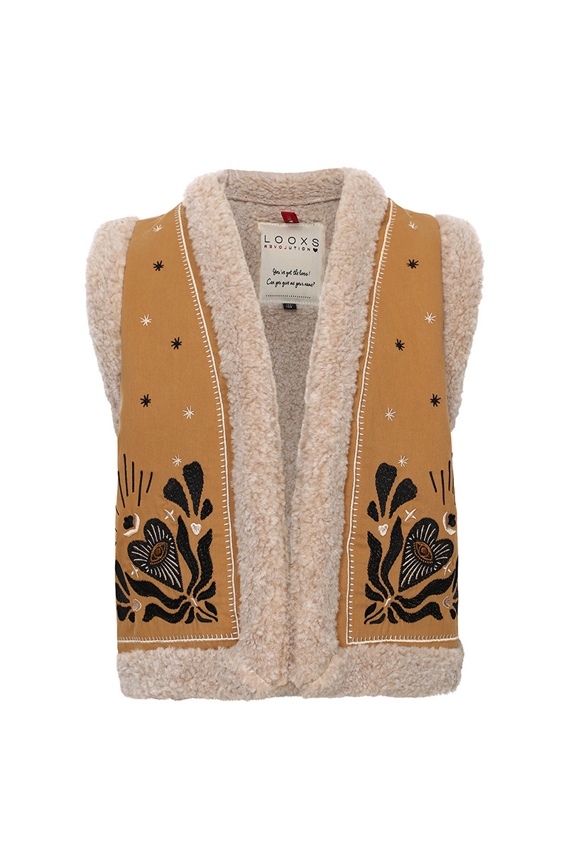 LOOXS LITTLE Little boho gilet bruin/beige-1 1