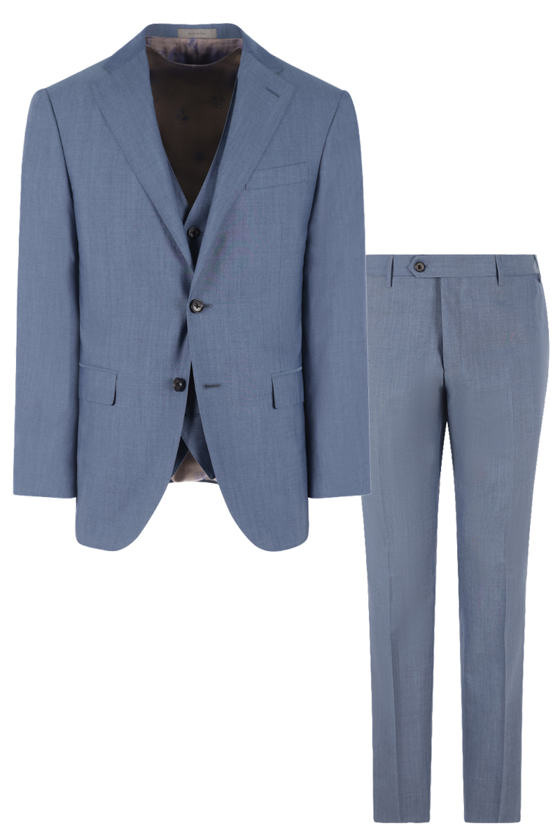 Corneliani SUIT + WAISTCOAT 7R Blauw-1 1