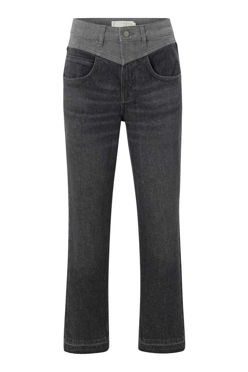 Yaya 2 tone straight denim DARK GREY DENIM 1