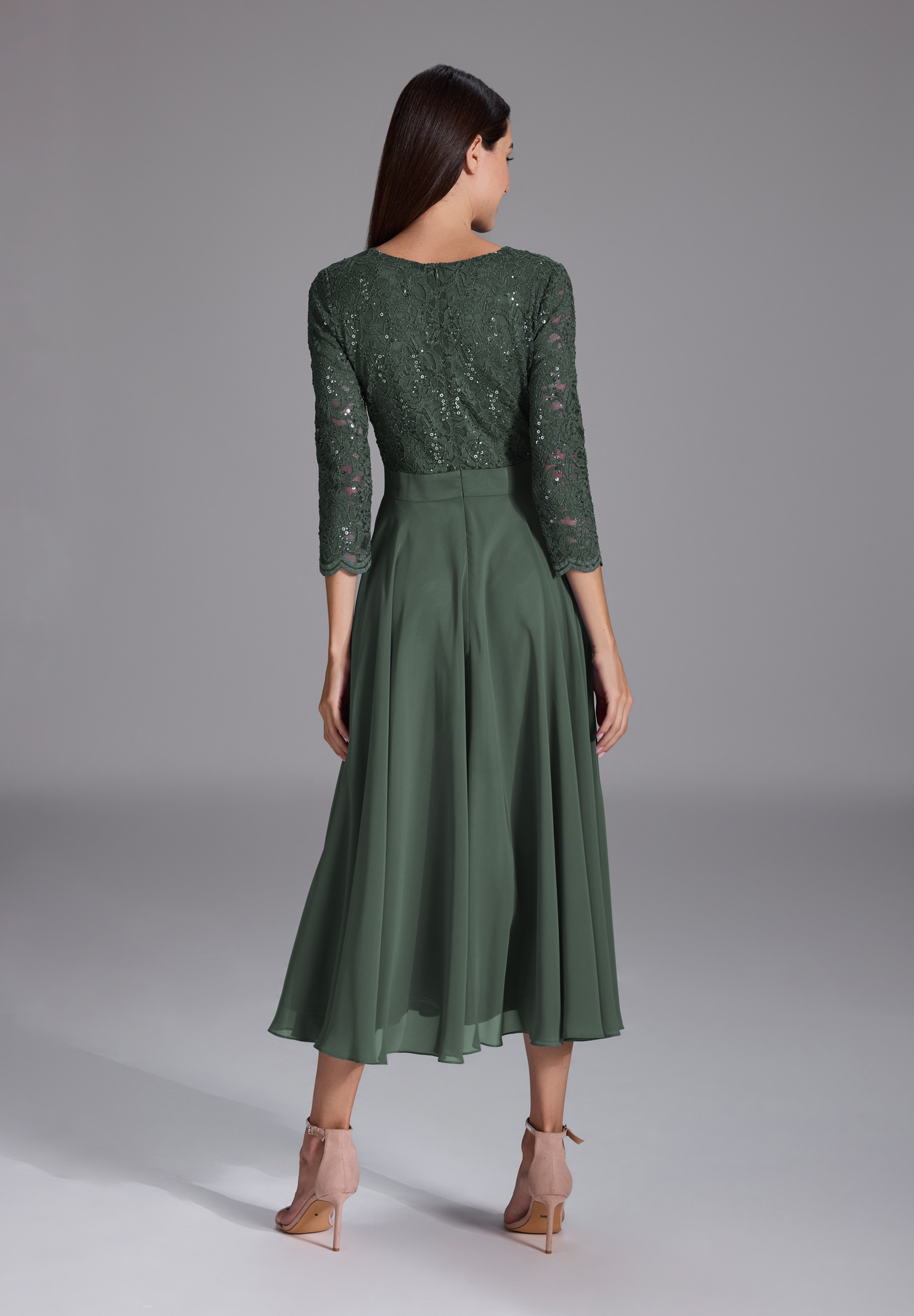 Swing Cocktailkleid aus Material-Mix summernight green 2