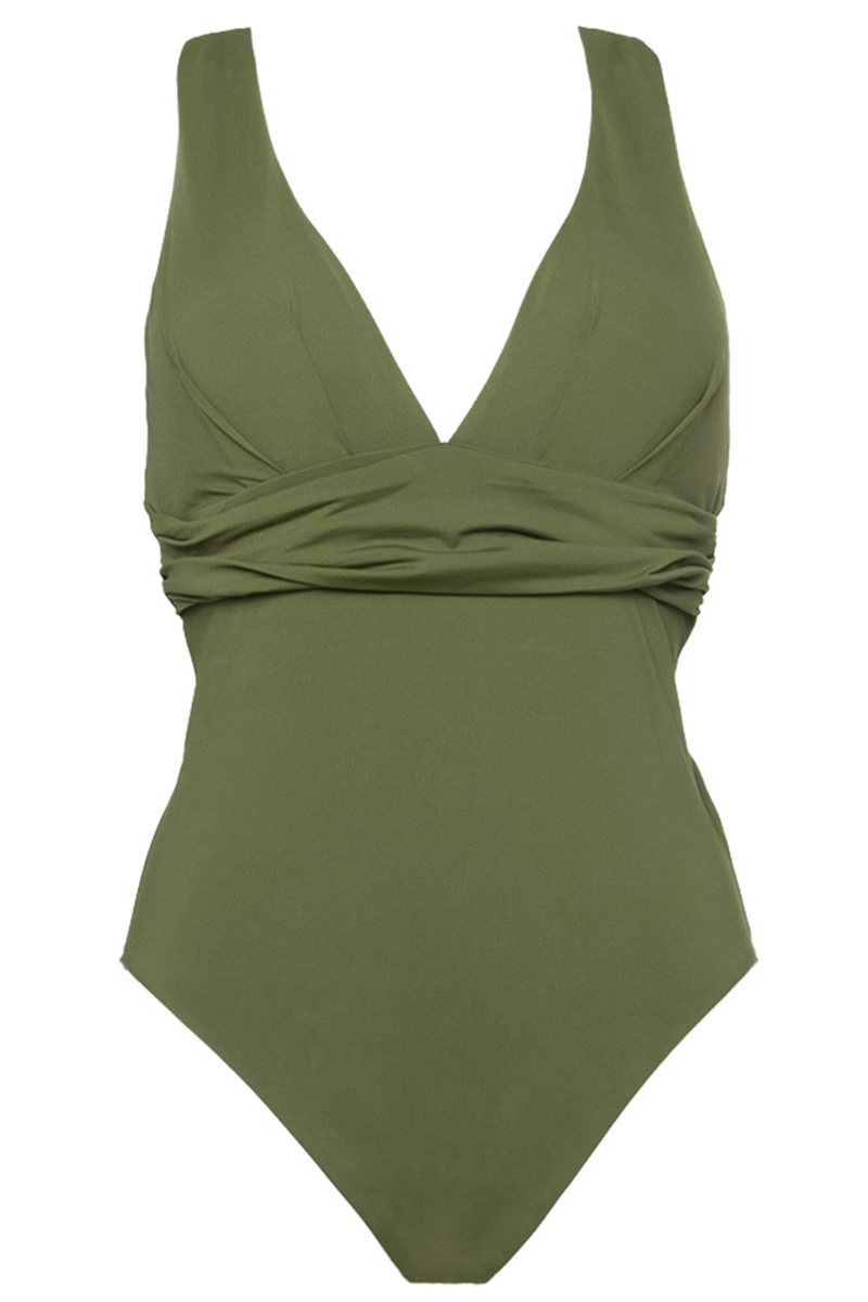 Seafolly CROSS BACK ONE PIECE Groen-1 Voorwinden