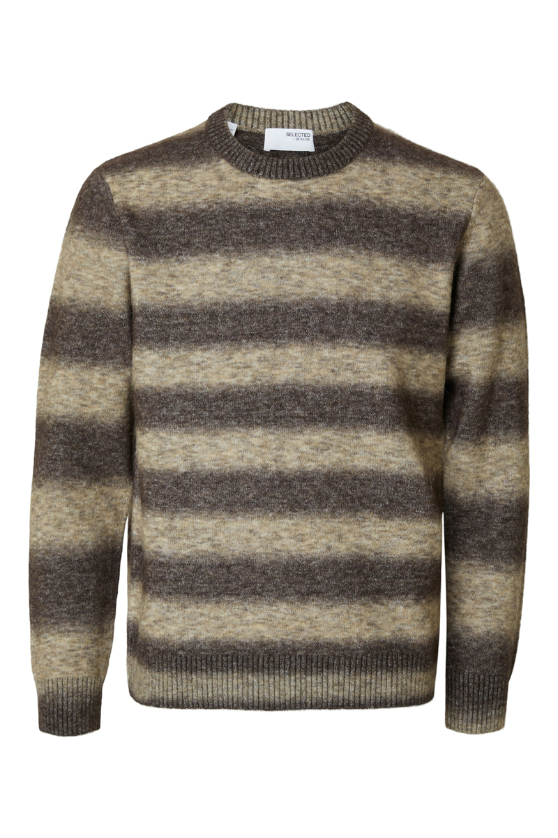 Selected SLHRAI LS KNIT RELAXED OMBRE CREW N 212190002-Starfish/Chocolate Torte ombre 1