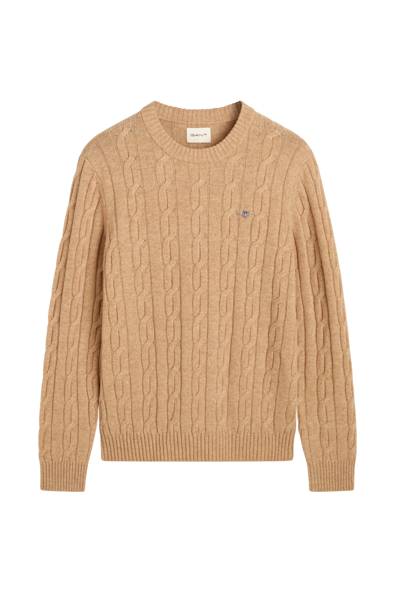 Gant LAMBSWOOL CABLE C-NECK bruin/beige-1 1