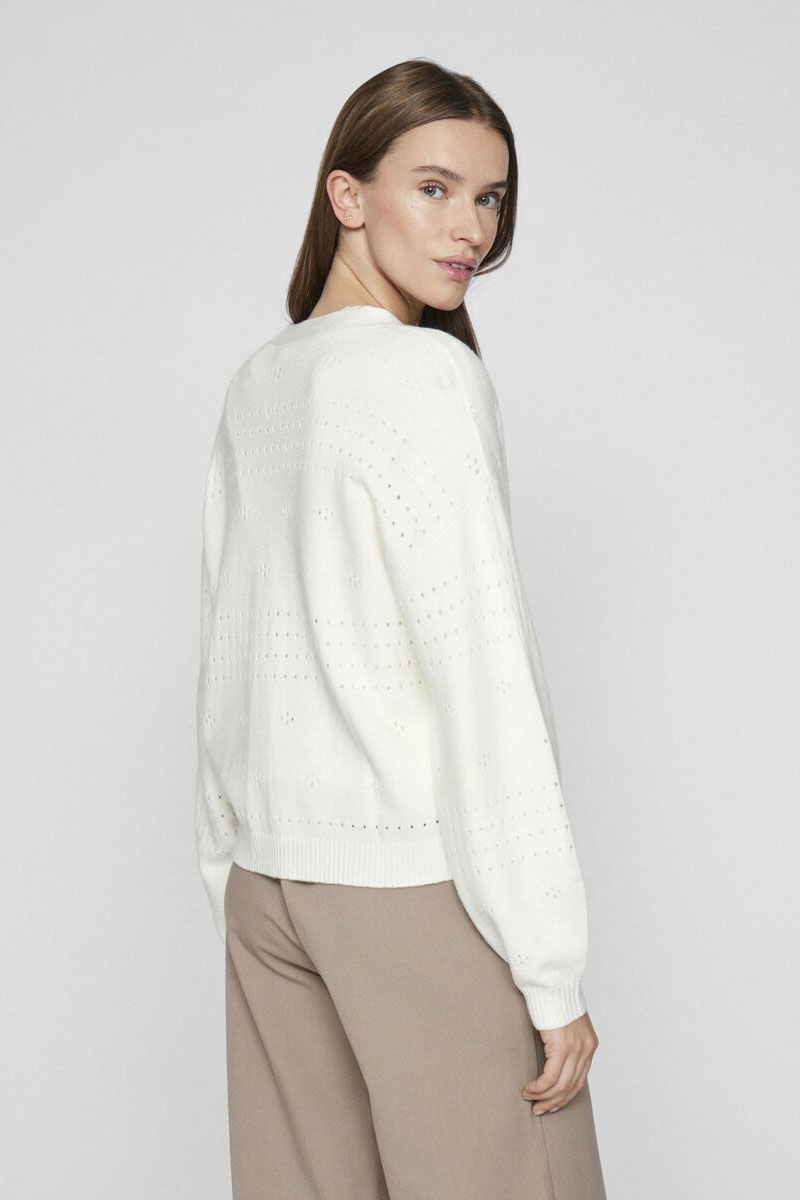 Vila VIRIL V-NECK L/S KNIT CARDIGAN - NO 217891-White Alyssum 3