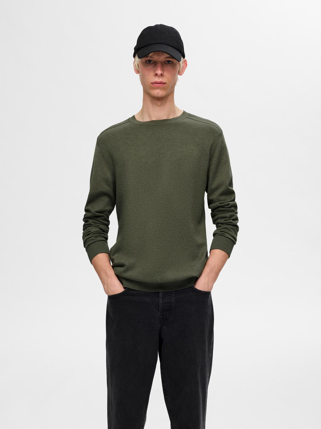 Selected SLHBERG CREW NECK NOOS 216636001-Kalamata/Melange 5