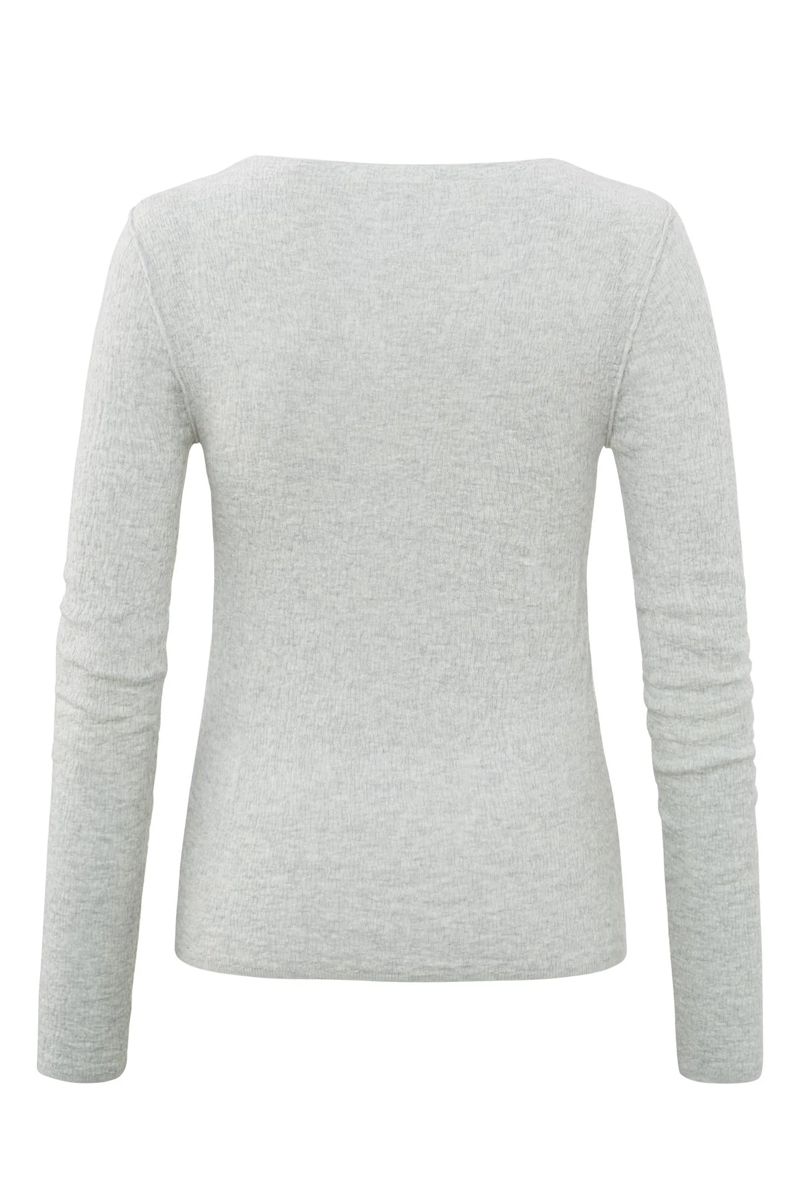 Yaya Light structured knitted top LIGHT GREY MELANGE 5