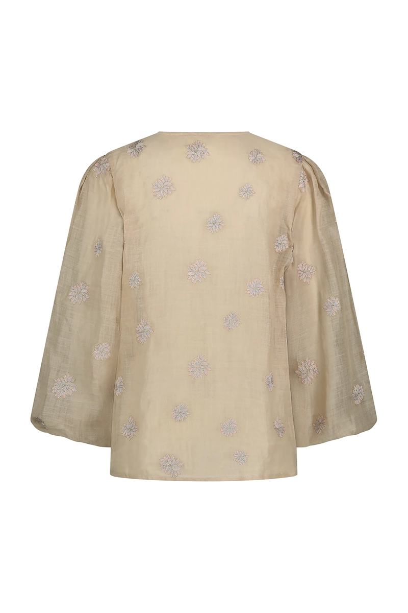 Nukus Kaoutar Blouse Embroidery bruin/beige-1 2