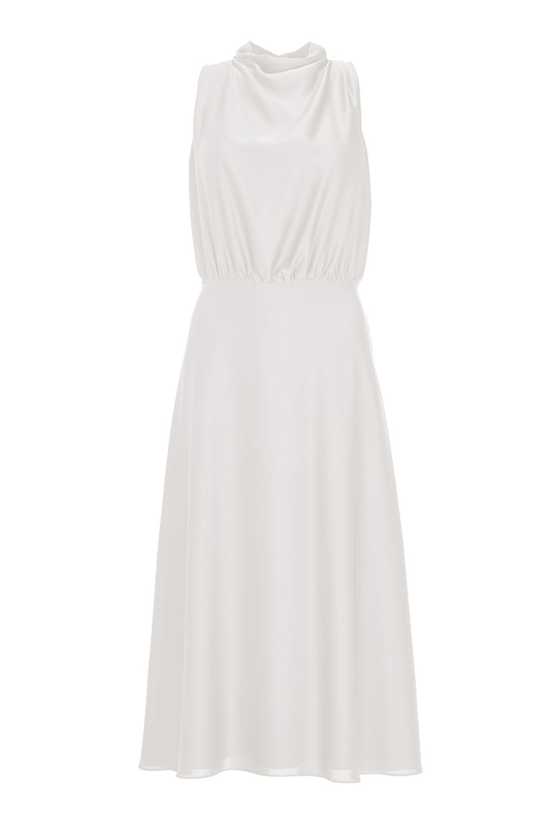 Swing Midi Kleid aus nachhaltigem Satin m ivory 1