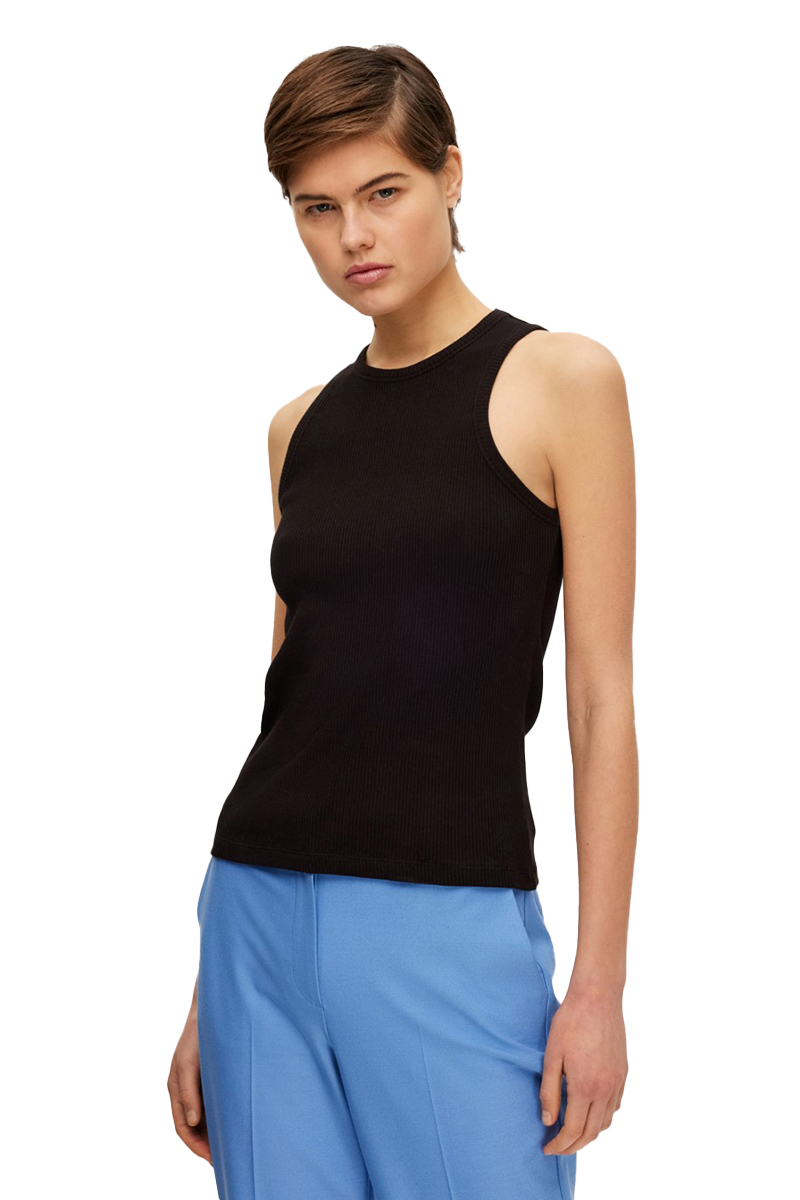 Selected SLFANNA O-NECK TANK TOP NOOS Zwart-1 2