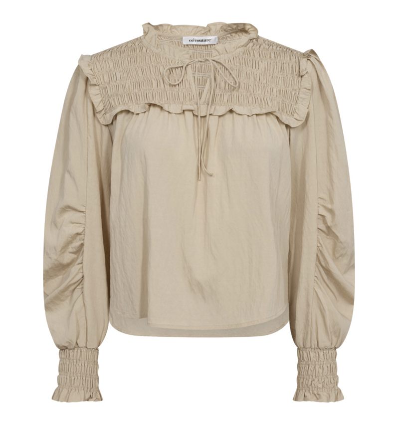 co´couture Viva smock blouse bruin/beige-1 1