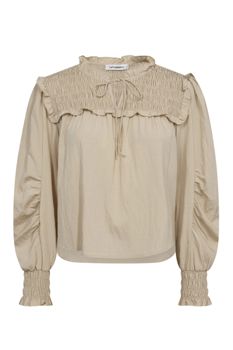 co´couture Viva smock blouse bruin/beige-1 1