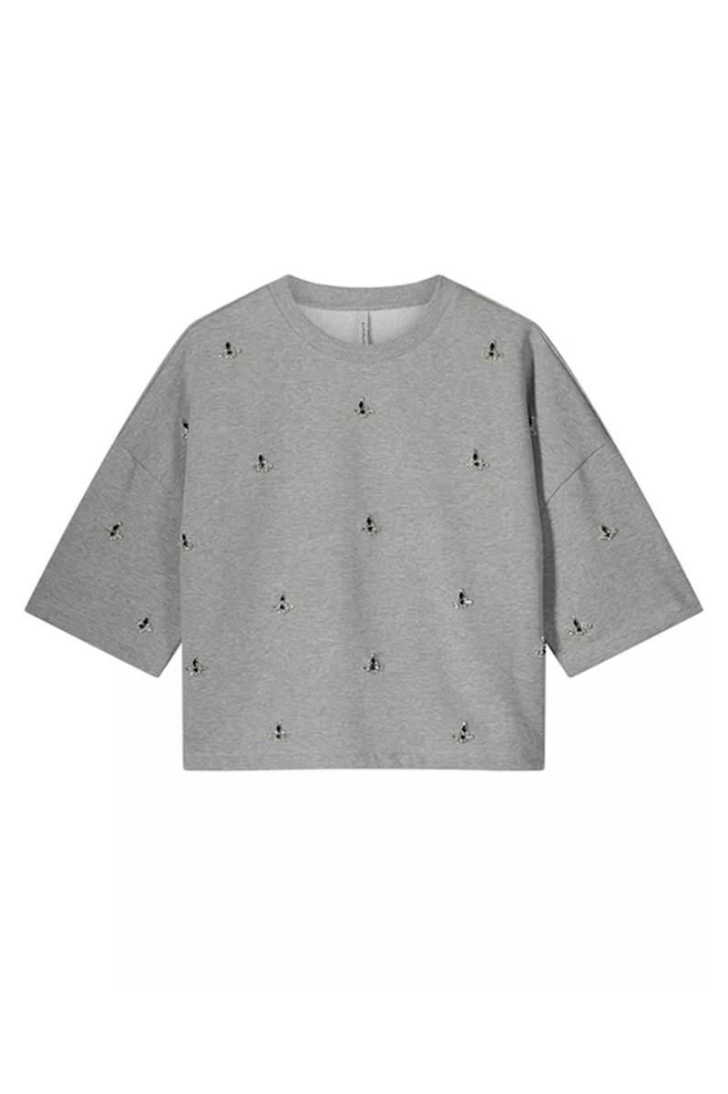 Summum Boxy sweatshirt Embellished Sweat Grijs-1 1