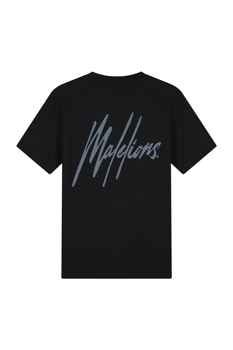 Malelions Striped Signature T-Shirt Blauw-1 4