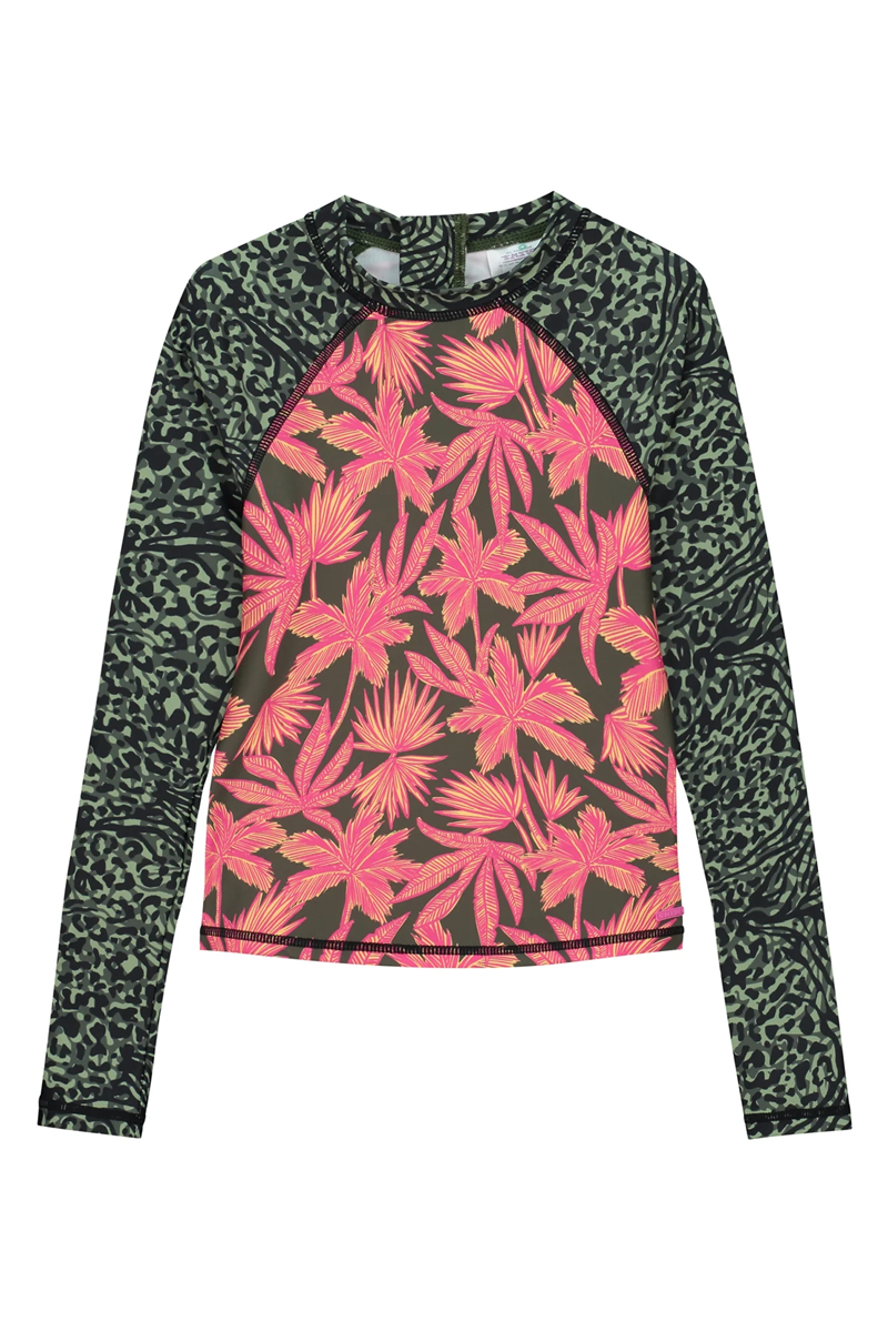 Shiwi GIRLS TESS RASH TEE LEOPARD LEAVES Groen-1 1