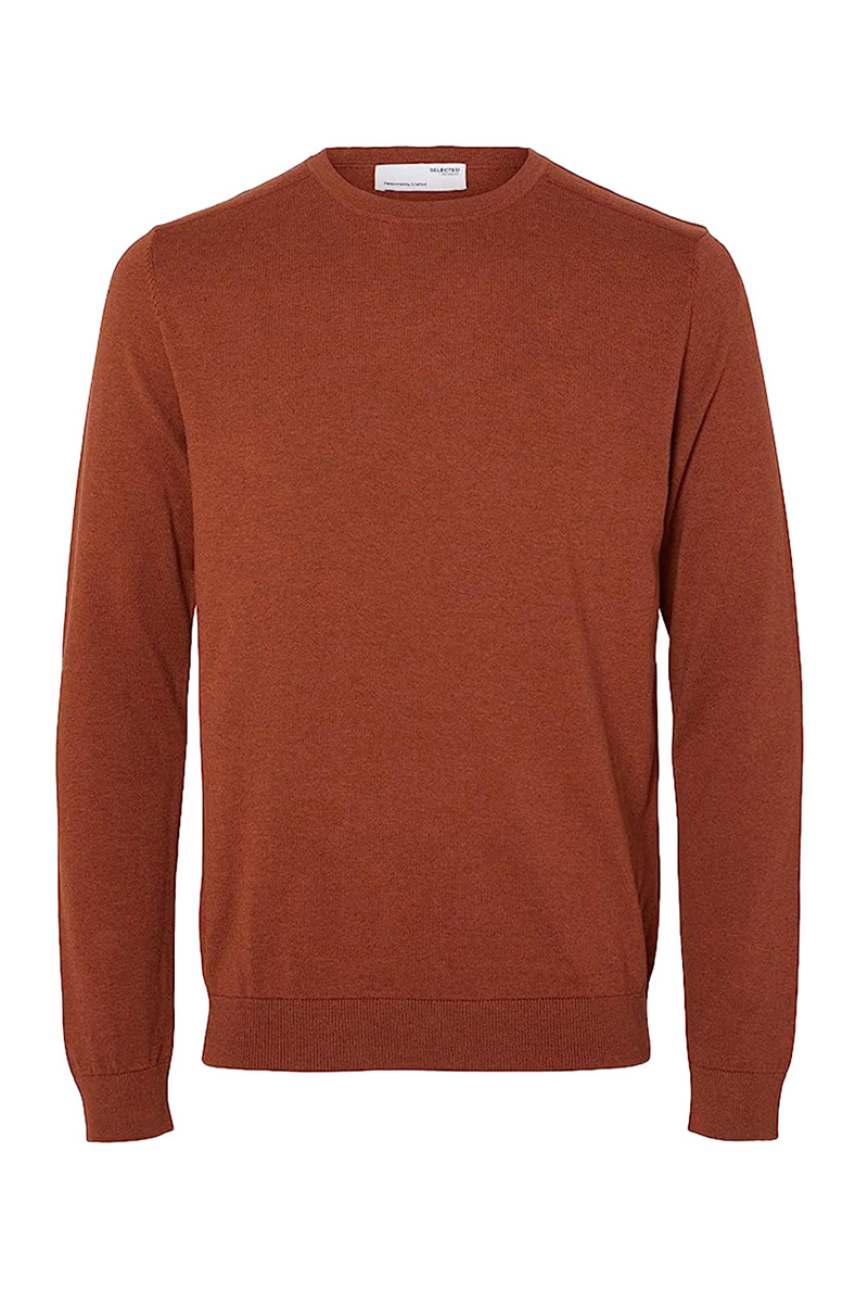 Selected SLHBERG CREW NECK NOOS 179195001-Burnt Henna/Melange 1