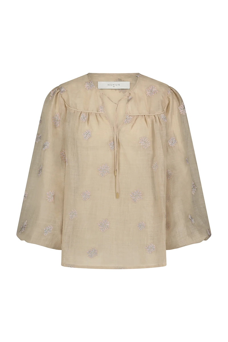 Nukus Kaoutar Blouse Embroidery bruin/beige-1 1