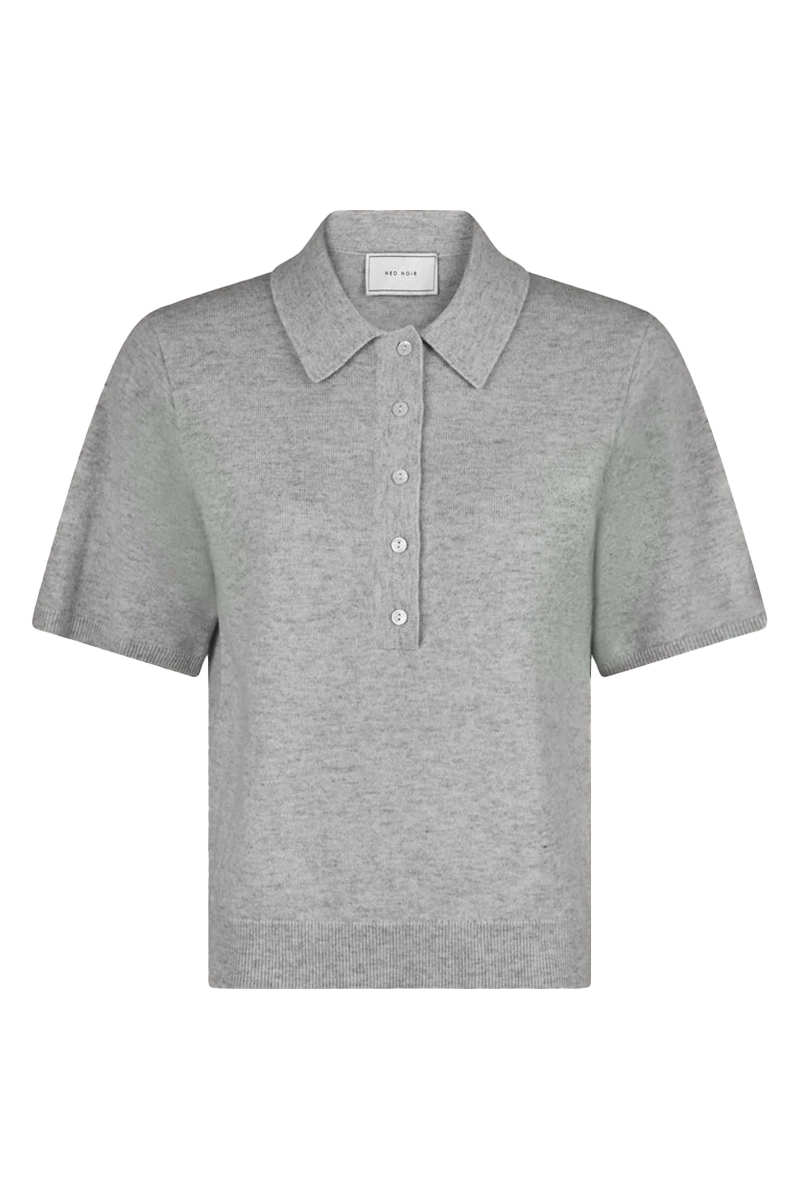 Neo Noir GrCie knit polo tee Grijs-1 1