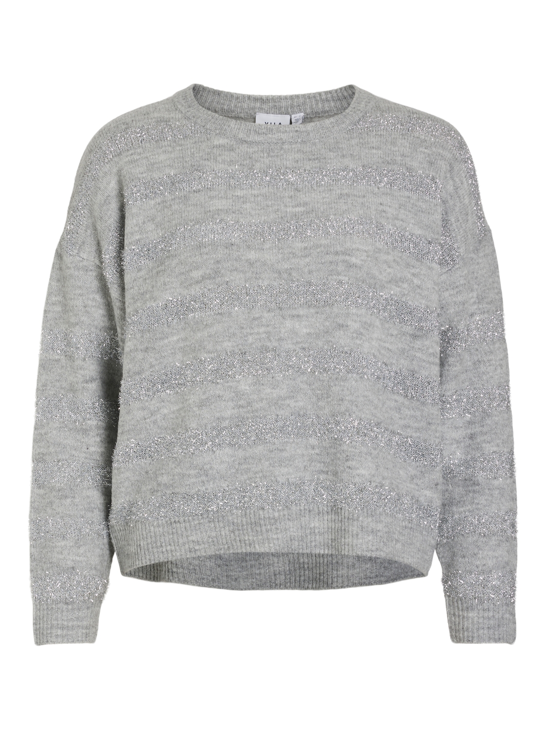 Vila VIGLITTIA L/S O-NECK CHRISTMAS KNIT 179091002-Light Grey Melange/SILVER GLITTER 1