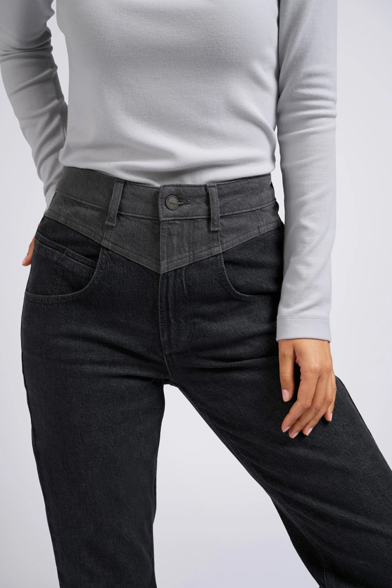 Yaya 2 tone straight denim DARK GREY DENIM 3