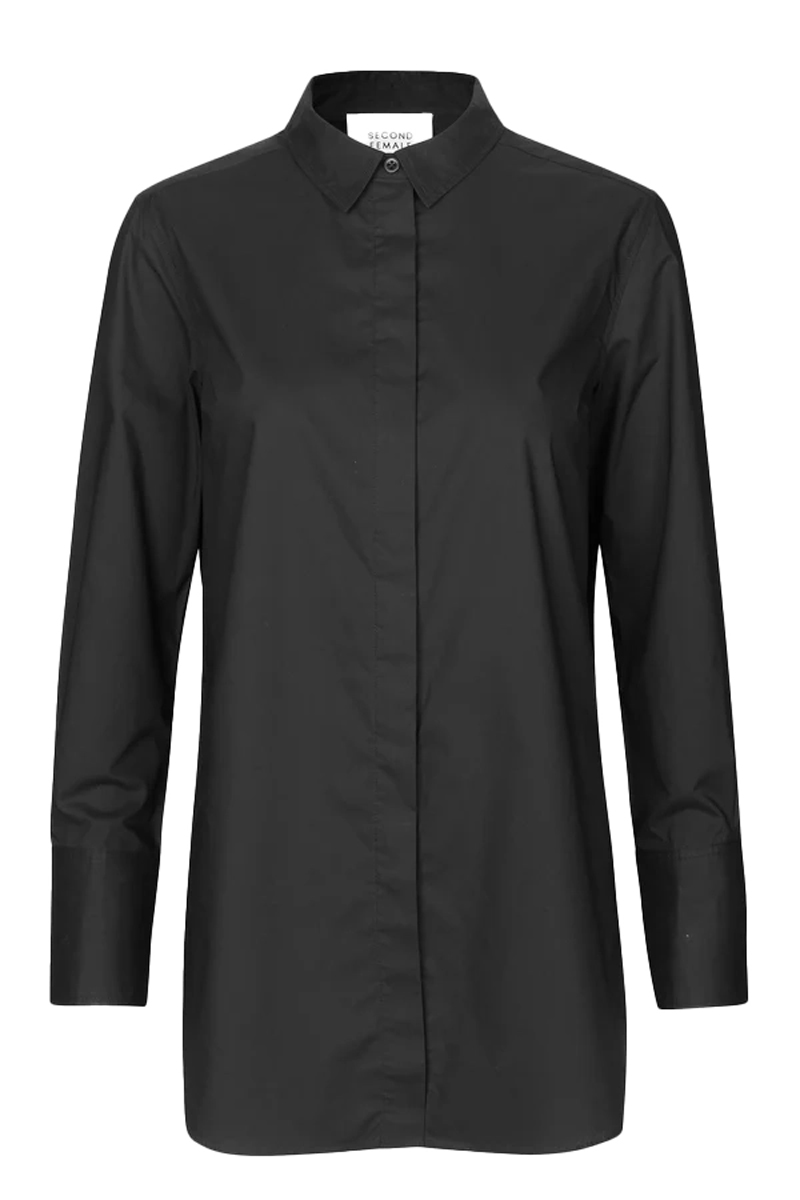 Second Female Larkin LS classic shirt Zwart-1 1