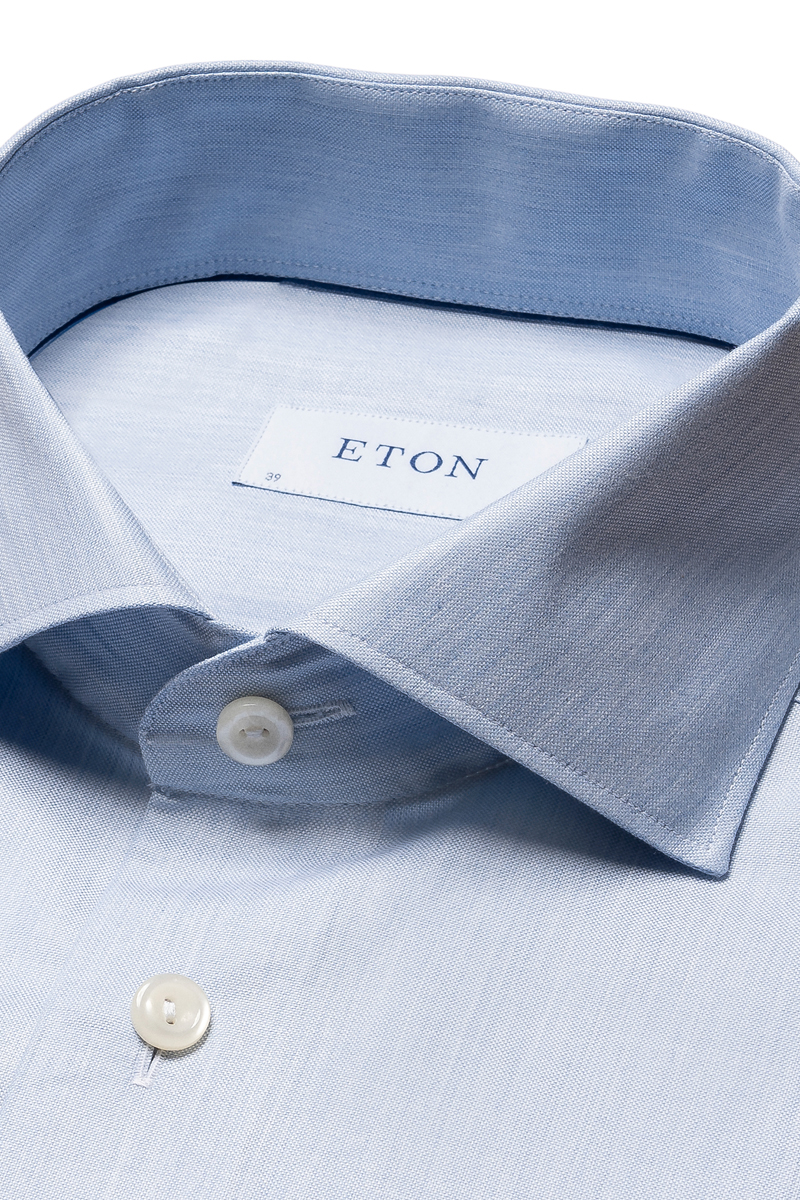 Eton SLIM SOLID SIGNATURE OXFORD Blauw-1 3