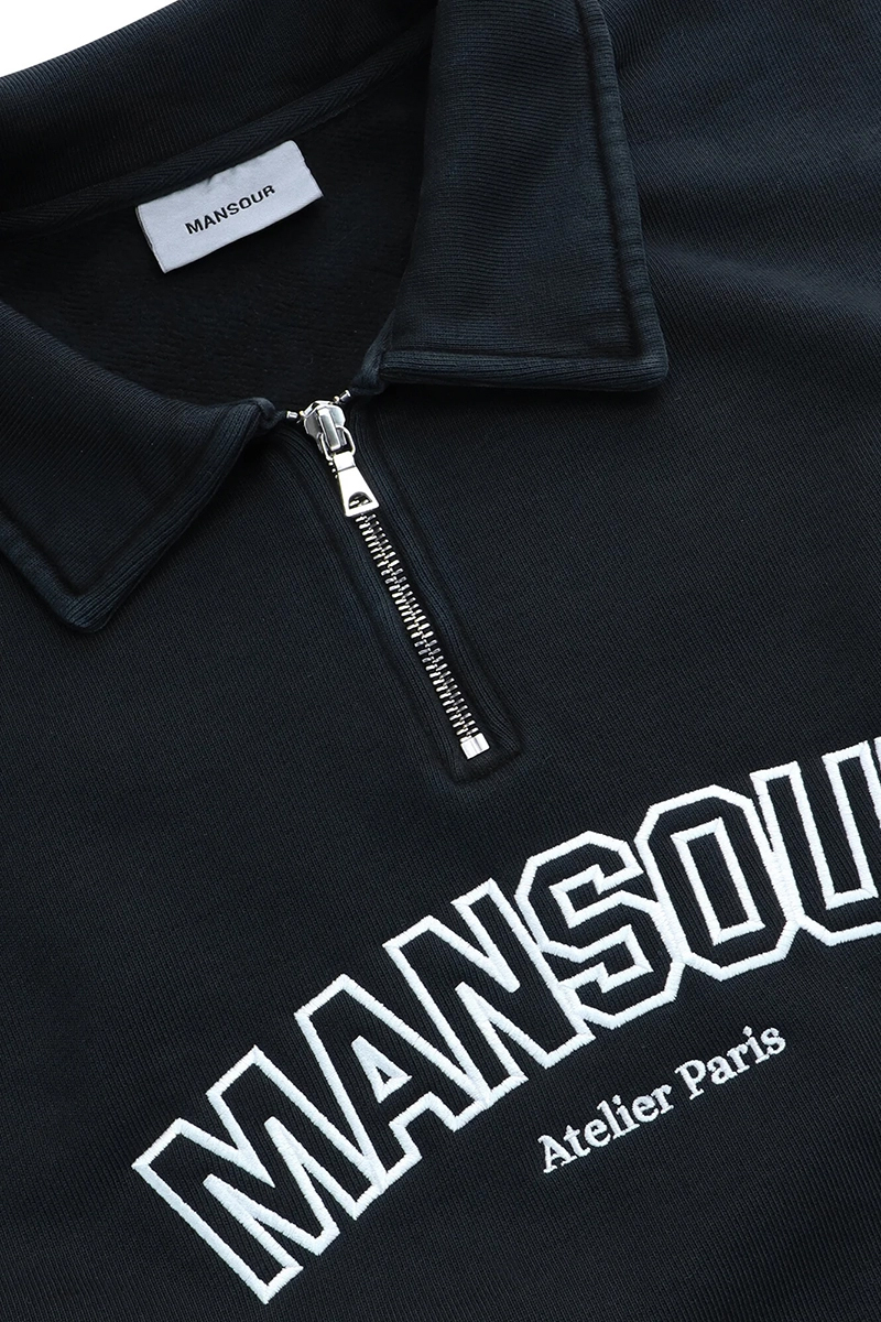 Mansour OUTLINE EMBROIDERY QUARTER ZIP Zwart 2