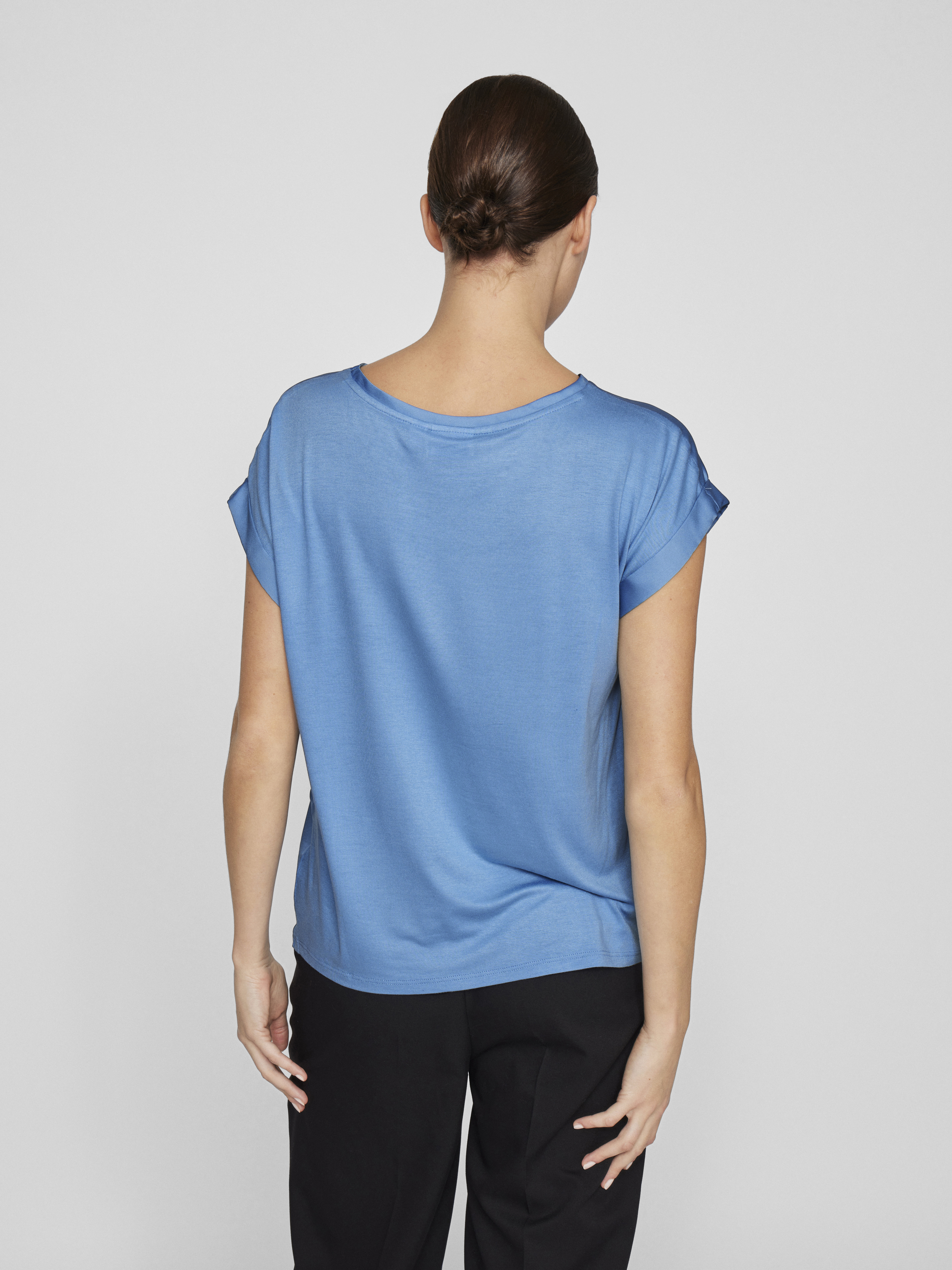 Vila VIELLETTE S/S SATIN TOP - NOOS 299660-Blissful Blue 3