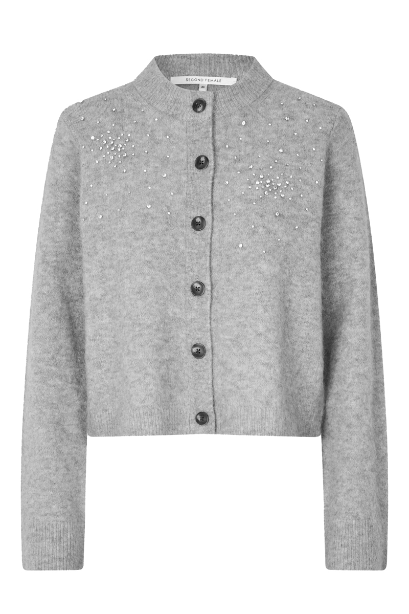 Second Female Sparkling Knit Cardigan Grijs-1 1