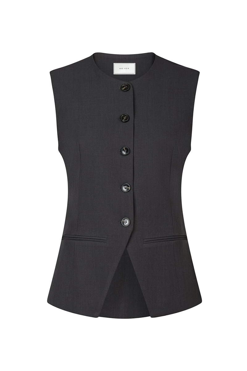 Neo Noir Fabia structure waistcoat Grijs-1 1