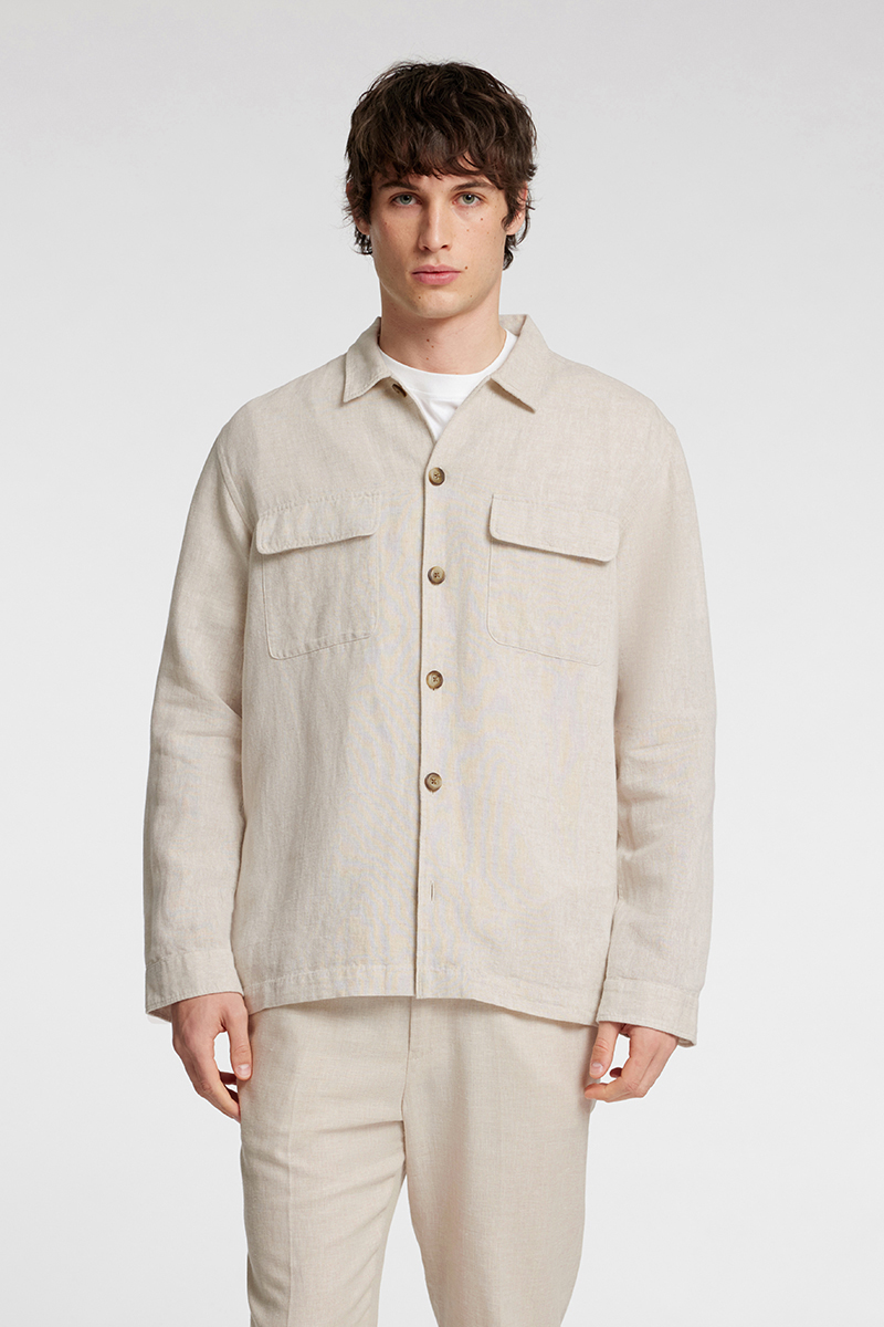 Selected SLH-LEROY LINEN BLEND OVERSHIRT LS 276277002-Pure Cashmere/W. OATMEAL 2