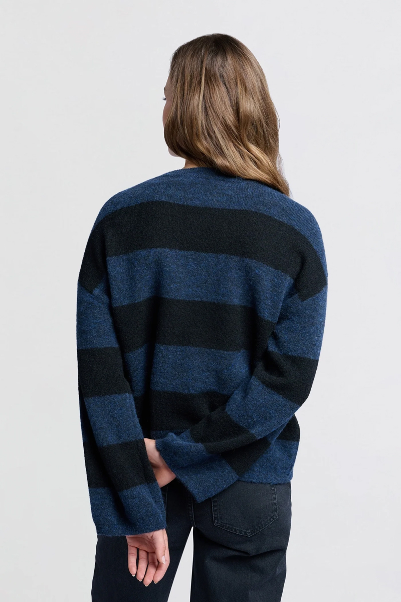 Yaya Oversized block stripe sweater OUTER SPACE BLUE DESSIN 3