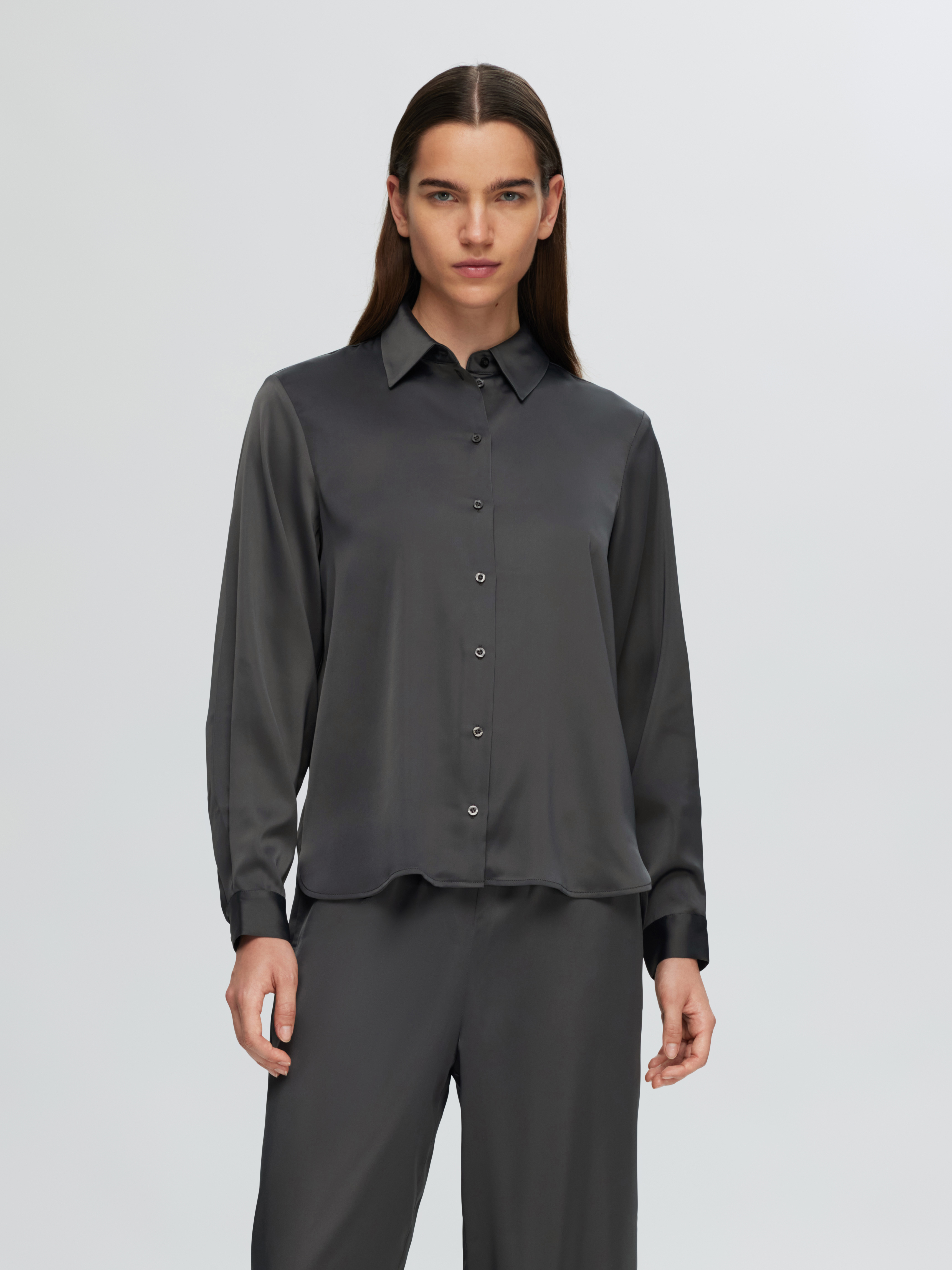 Selected SLFLENA-FRANZISKA LS SHIRT NOOS 294599-Volcanic Ash 2