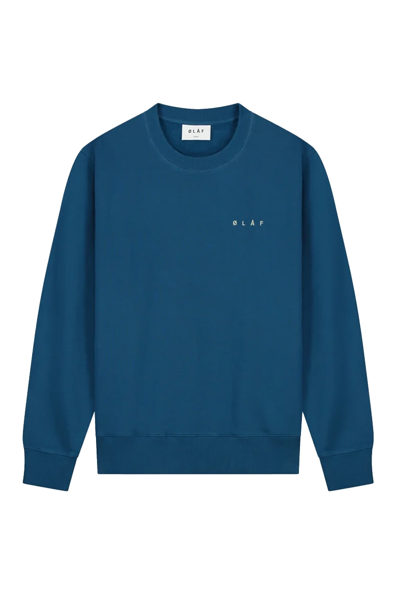 Olaf Hussein SCRIBBLED FACE CREWNECK Blauw-1 1