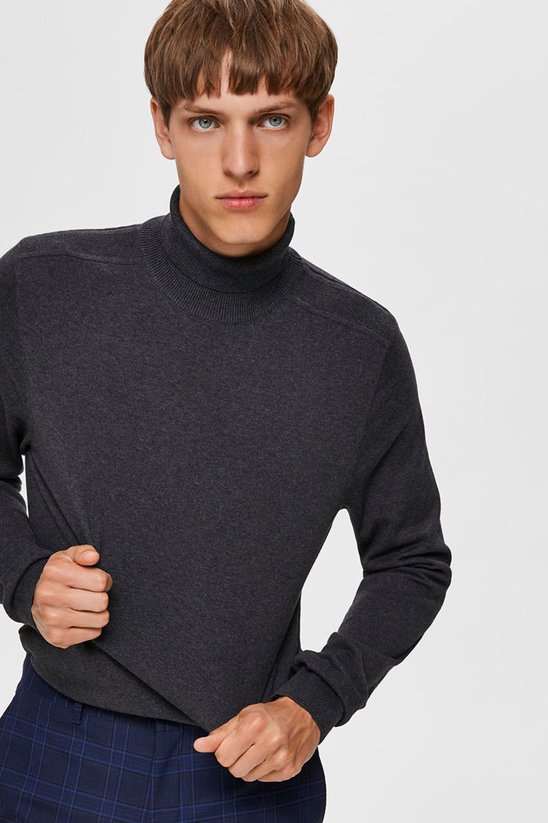 Selected SLHBERG ROLL NECK NOOS Grijs-1 3