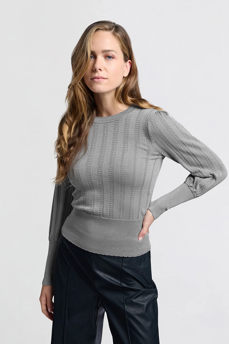 Yaya Lurex pointelle sweater LIGHT METAL GREY 2