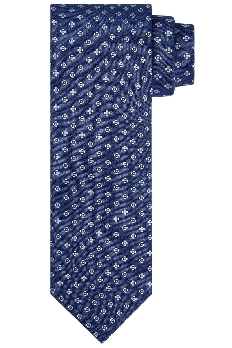 Profuomo TIE SILK WOVEN NAVY Blauw-1 1