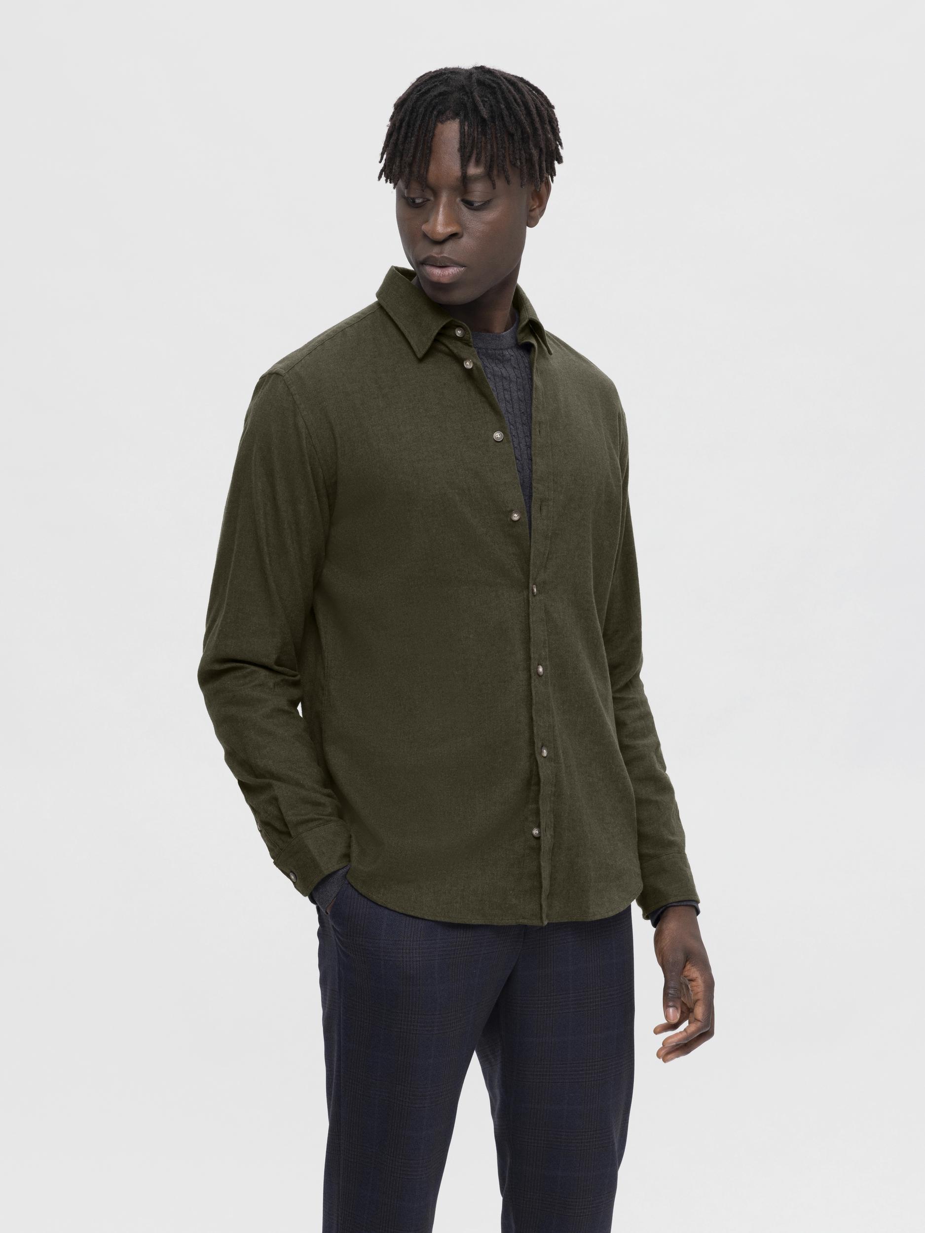 Selected SLHSLIMOWEN-BRUSHED SHIRT LS NOOS 178191002-Forest Night/Solid 5