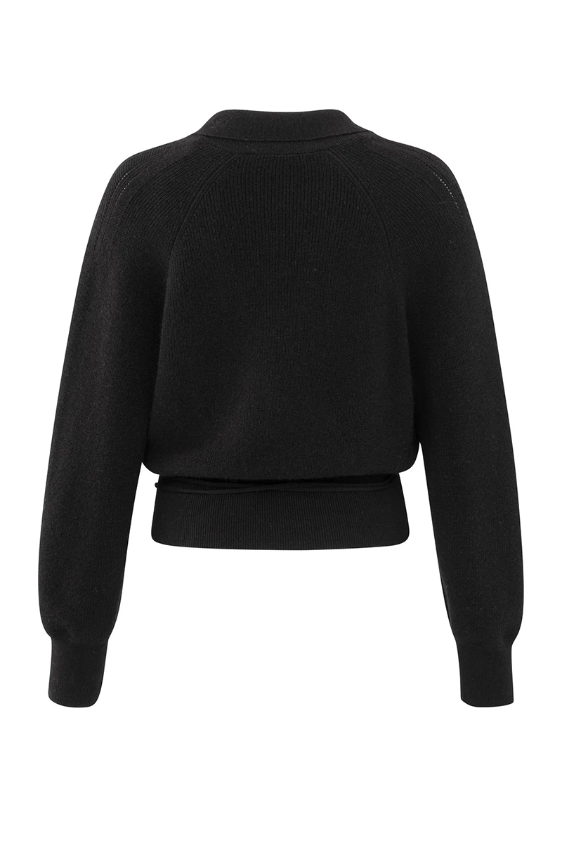 Yaya Fake wrap sweater ls BLACK 4