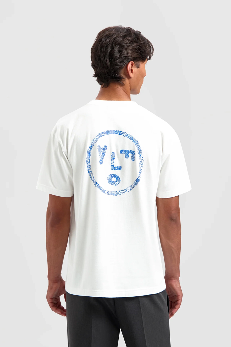 Olaf Hussein SCRIBBLE FACE TEE Wit-1 3