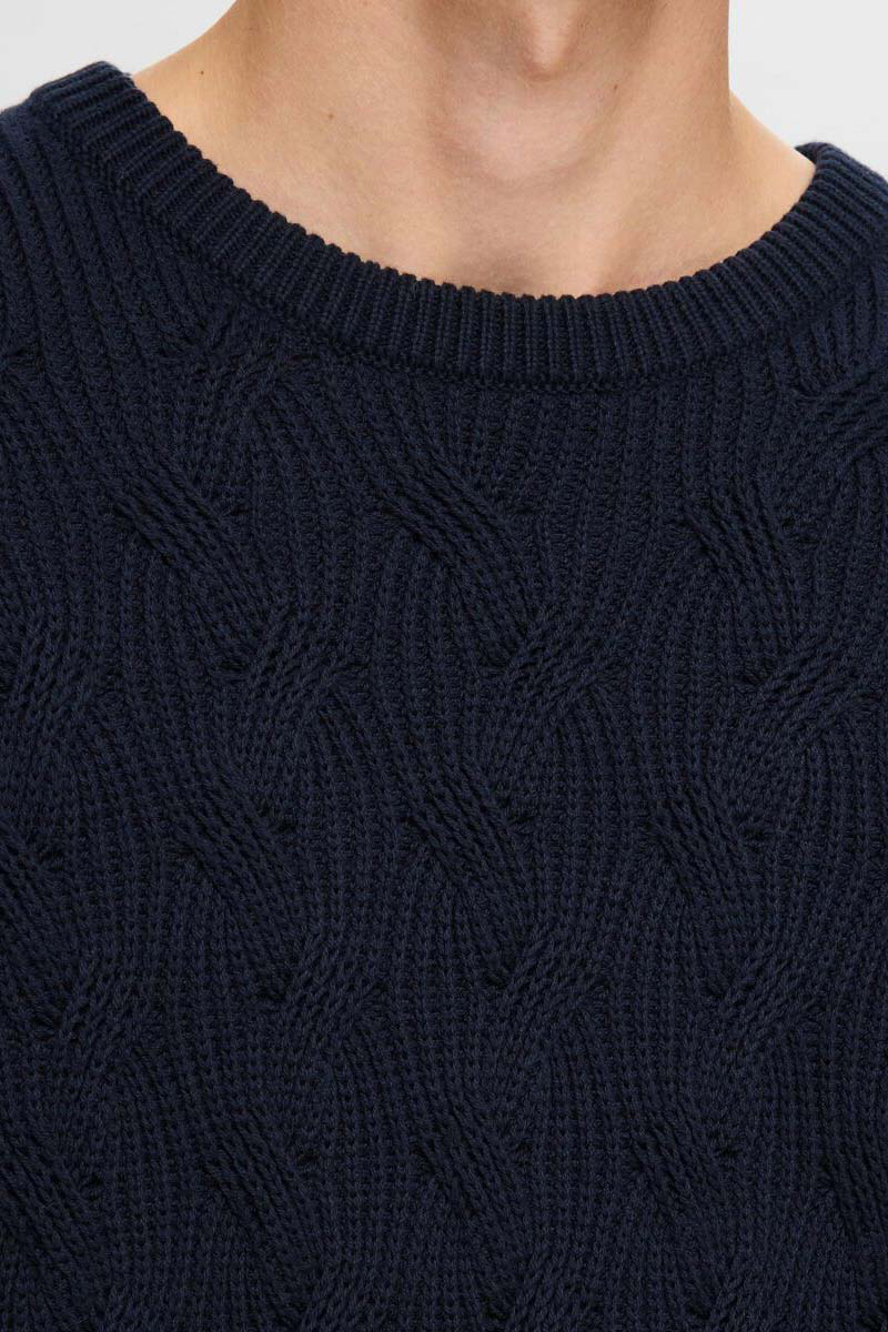 Selected SLHCALLIS LS KNIT CABLE CREW NECK N 186839-Sky Captain 3