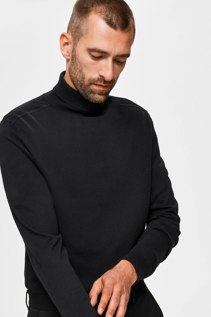 Selected SLHBERG ROLL NECK NOOS Zwart-1 3