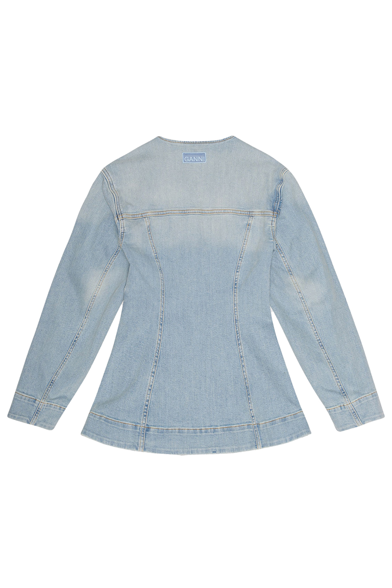 Ganni Tint denim fitted blazer Blauw-1 4