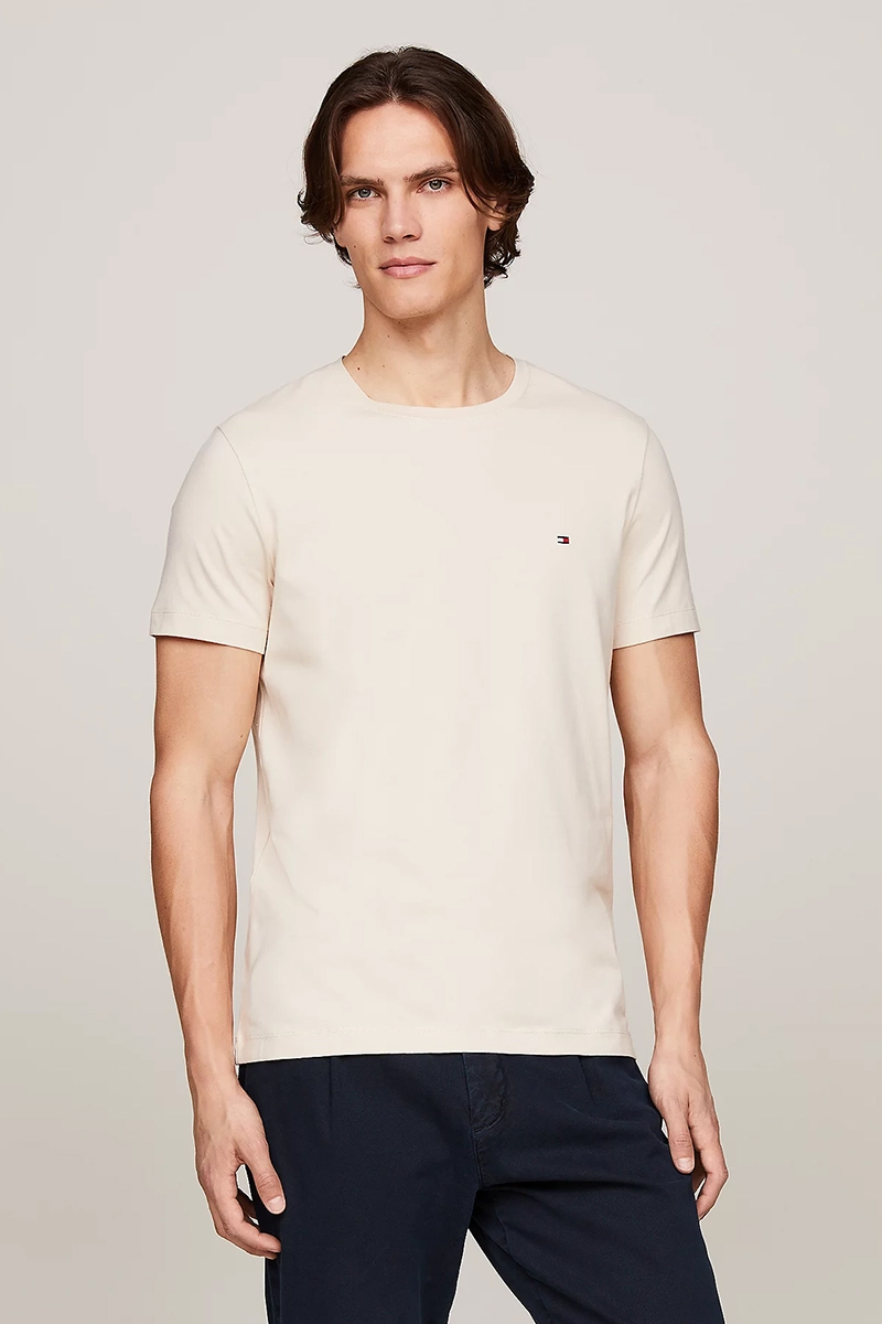 Tommy Hilfiger STRETCH SLIM TEE Ecru-1 2