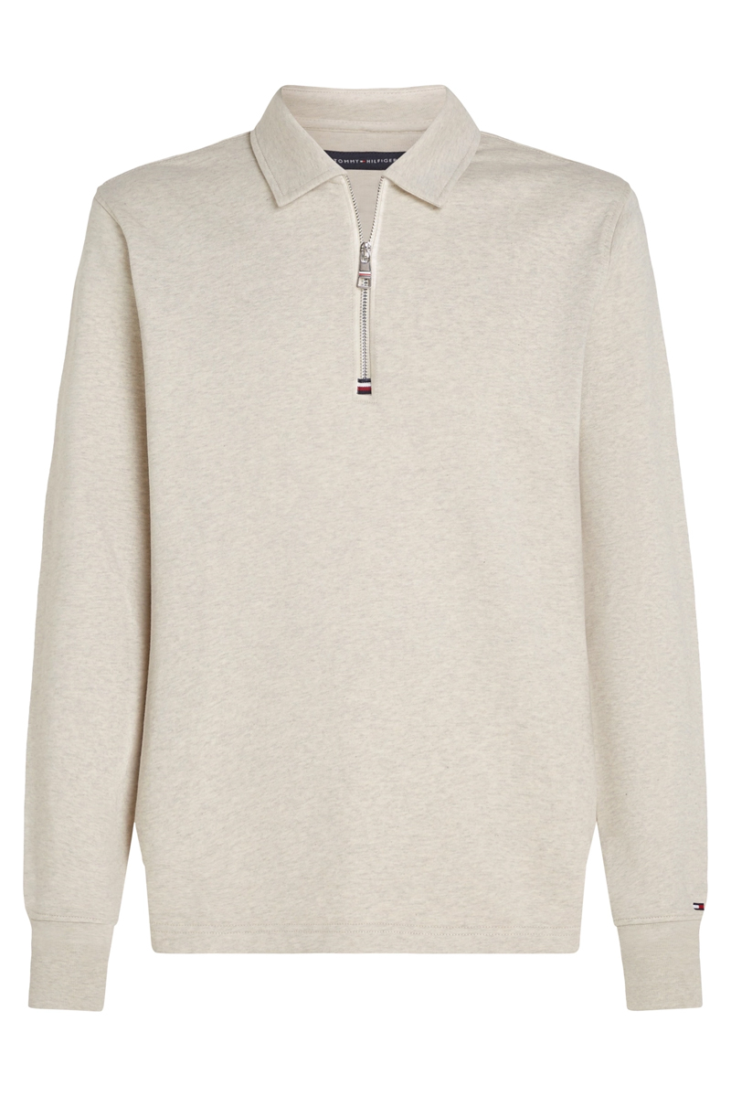 Tommy Hilfiger TERRY HTR HALF ZIP SWEATSHIRT Ecru-1 1