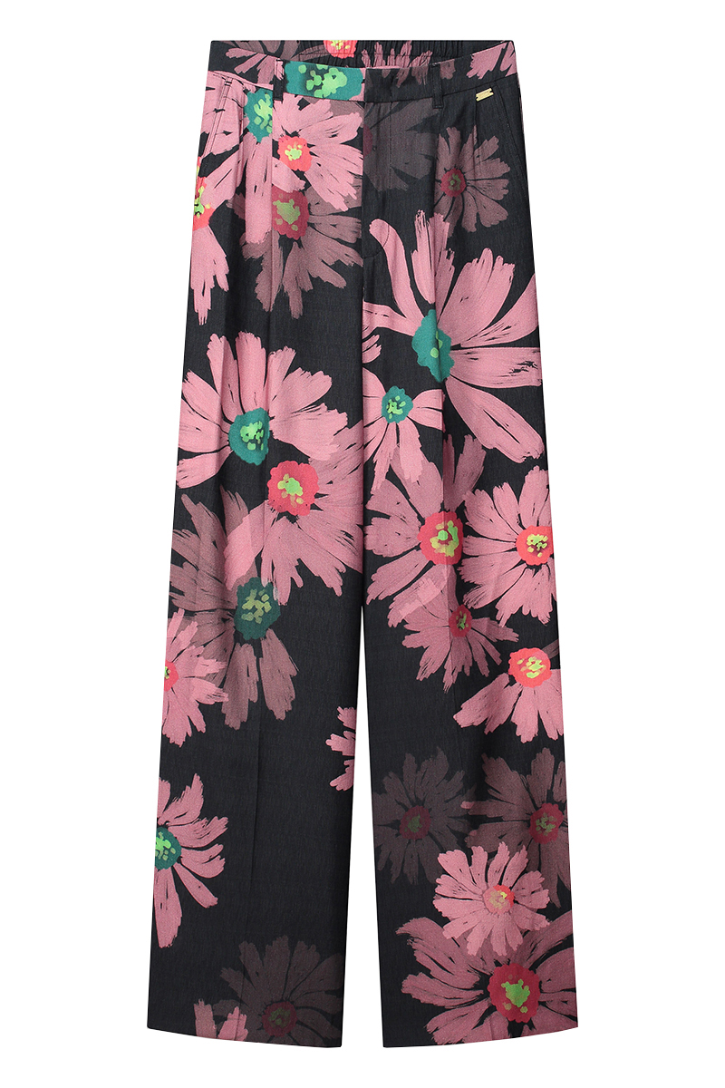 POM Amsterdam PANTS - Big Blooming Pink Rose-1 1