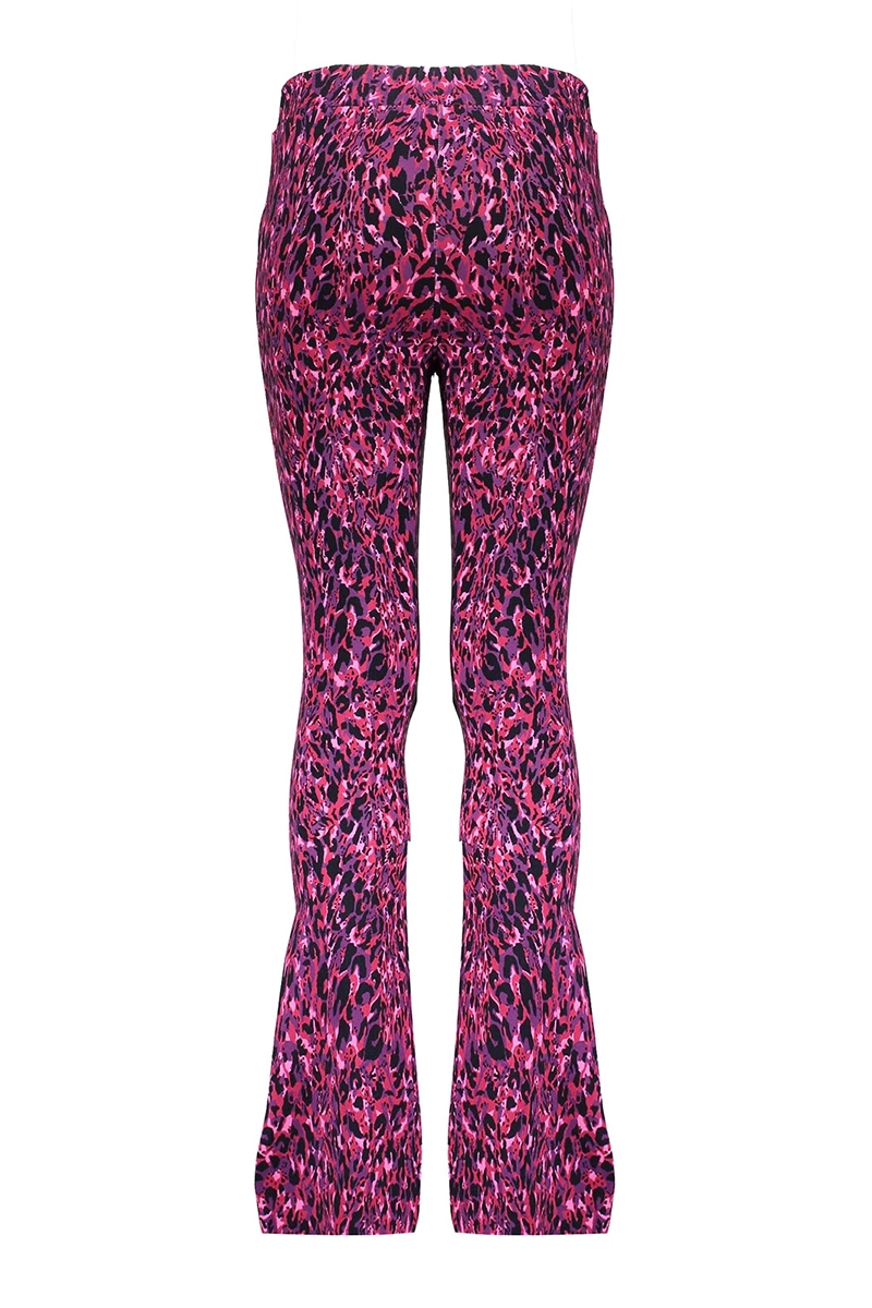 Geisha Pants flared AOP pink panther Ecru-1 4