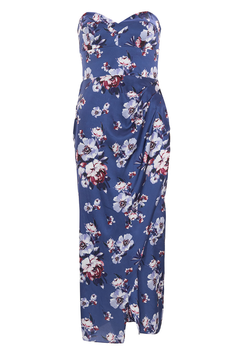 Swing Abendkleid mit Corsage aus floral b future blue / multi 1