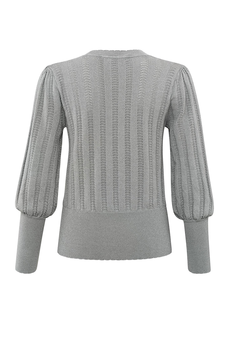 Yaya Lurex pointelle sweater LIGHT METAL GREY 4